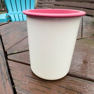 Tupperware One Touch "A" White Utensil Holder Hot Pink Ring